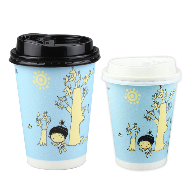 12 oz Disposable Paper Coffee Cups Hot Coffee Cups Paper Coffee Cups 8oz10oz12oz14oz16oz18oz Thickened Design for Cafes, Bistros, Parties, and Events